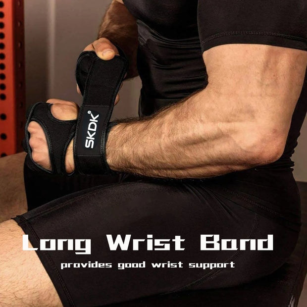 SKDK Weight Lifting Fitness Gloves With Wrist Wraps Silicone Gel Full Palm Protection Gym Workout Gloves Power Lifting Equipment