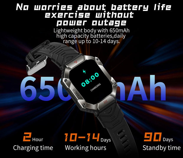 Men's New Military Bluetooth Call Smart Watch Outdoor Large Battery Sports Waterproof Compass Men's Electronic Smart Watch 2024