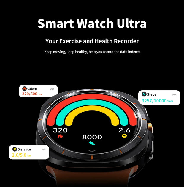 2024 New Multifunction Galaxy Smart Watch 7 Ultra Men AMOLED Screen Multi-Function Sports Fitness Tracker Health Men Smartwatch