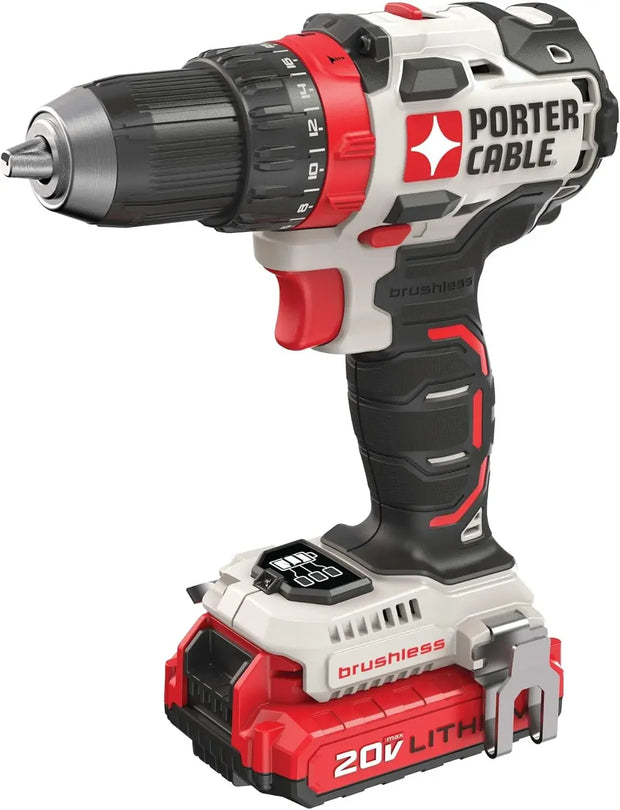 20V MAX Cordless Drill Driver Kit with 2 Batteries and Charger, 1/2 Inch (PCCK607LB)