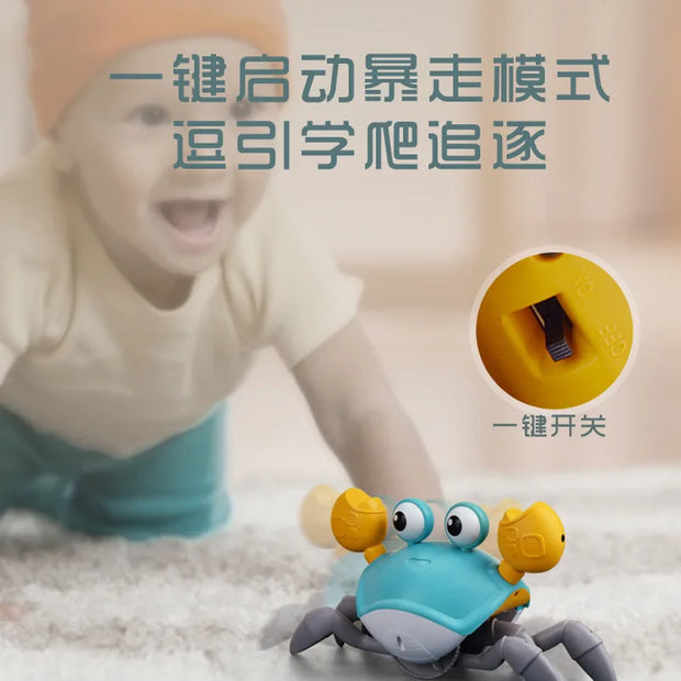 Cute Sensing Crawling Crab Baby Toys Interactive Walking Dancing with Music Automatically Avoid Obstacles Toys for Kids Toddler