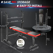 600lbs 6 in 1 Weight Bench Set with Squat Rack Adjustable Workout Bench with Leg Developer Preacher Curl Rack Fitness