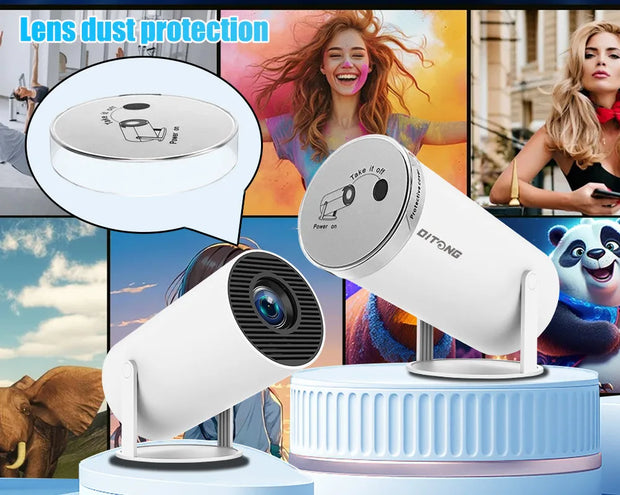 DITONG HY300 Plus Projector Android 4K 1280*720P Dual Wifi 300ANSI Video Cinema Outdoor Portable  home hd led HY300 Pro Projetor