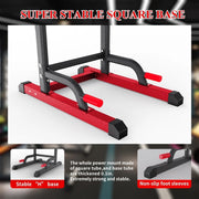 Power Tower Dip Station, Pull Up Bar Station & Multi-Function Gym Equipment Adujustable Height Up to 85.5",Load 350LBS