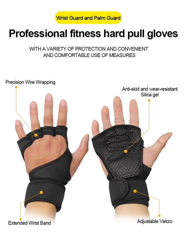 Training Sport Gloves for Men Women Workout Gloves Fitness Body Building Weightlifting Gym Hand Wrist Palm Protector Gloves