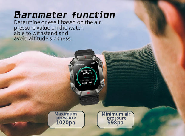 Men's New Military Bluetooth Call Smart Watch Outdoor Large Battery Sports Waterproof Compass Men's Electronic Smart Watch 2024