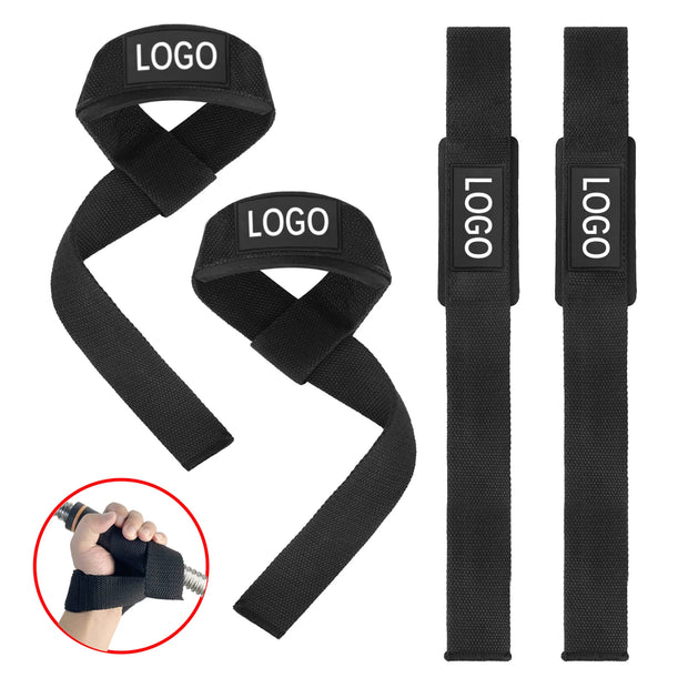 Lifting Straps Weightlifting Powerlifting Strength Training Gym Straps Exercise Workouts Wrist Straps Deadlift Straps LOGO