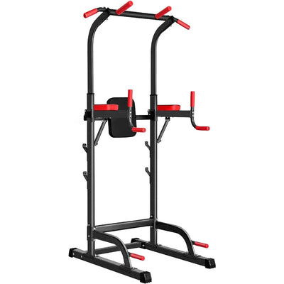 Power Tower Dip Station, Pull Up Bar Station & Multi-Function Gym Equipment Adujustable Height Up to 85.5",Load 350LBS