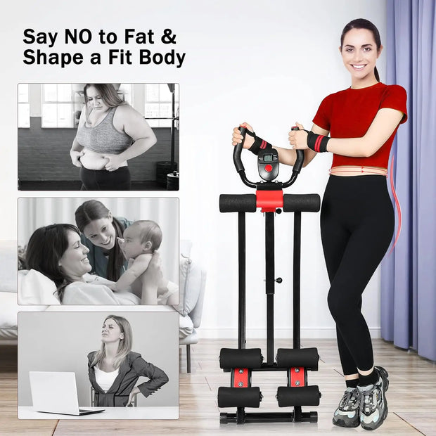 Ab Workout Equipment, Ab Machine Abdominal Exercise Equipment for Home Gym, Foldable Ab Crunch Waist Trainer for Stomach