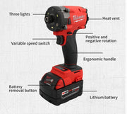 Milwaukee Brushless Impact Driver 18V 300NM  Motor Cordless Rechargeable Lithium battery Impact Wrench Screwdriver Power Tool