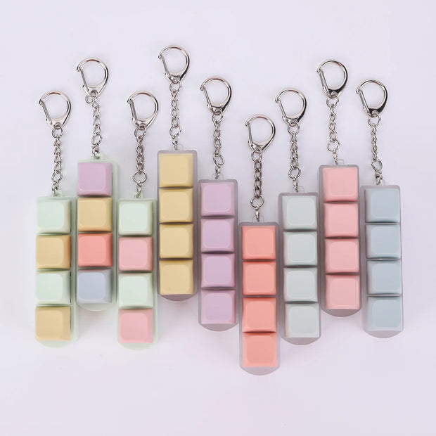 Button Keycap Fidget Keychain 4 Keys Keyboard Decompression Toys DIY Keyboard Keychain Toys for Adult Gifts To Relief Pass Time