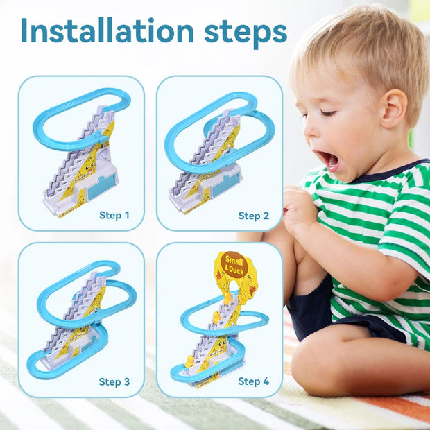 Duckling Electronic Assembly Ladder Track Toy Light Music Slide Track Roller Coaster Toy Children's Education Fun Toy Gift