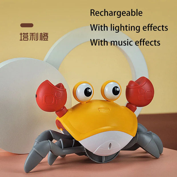 Cute Sensing Crawling Crab Baby Toys Interactive Walking Dancing with Music Automatically Avoid Obstacles Toys for Kids Toddler