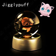 Pokemon 3D Crystal Ball Pikachu Gengar Mew Mewtwo Figurines Lamp Base Pokeball 3D Pokemon Glass Ball Statue Kids Birthday Gift