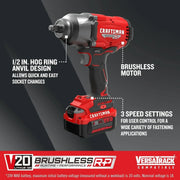 V20 RP Impact Wrench, Cordless, Brushless, High Torque, 1/2 Inch, 4Ah Battery and Charger Included,impact wrench,impact driver