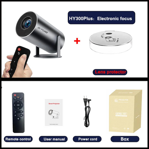 DITONG HY300 Plus Projector Android 4K 1280*720P Dual Wifi 300ANSI Video Cinema Outdoor Portable  home hd led HY300 Pro Projetor