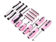 232-Piece 20V Pink Cordless Lithium-ion Drill Driver and Home Tool Set, Lady's Repairing Kit with 12-Inch Wide Mouth Open Storag