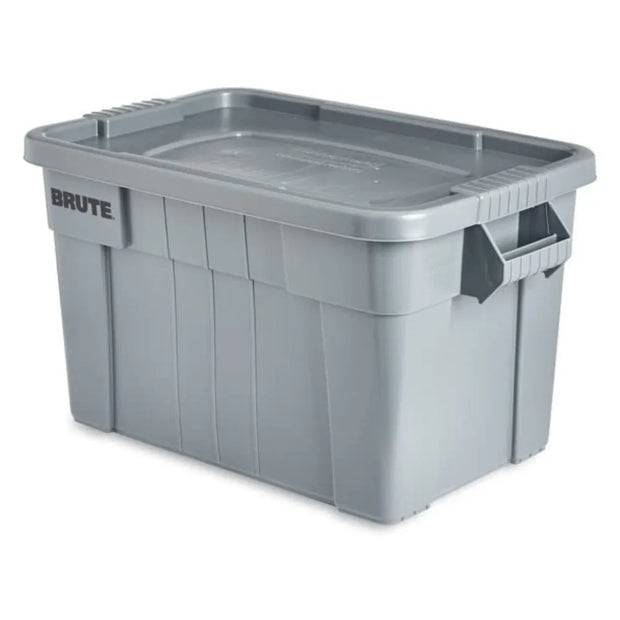 Commercial Products BRUTE Tote Storage Bin with Lid, 20-Gallon, Gray, Rugged/Reusable Boxes