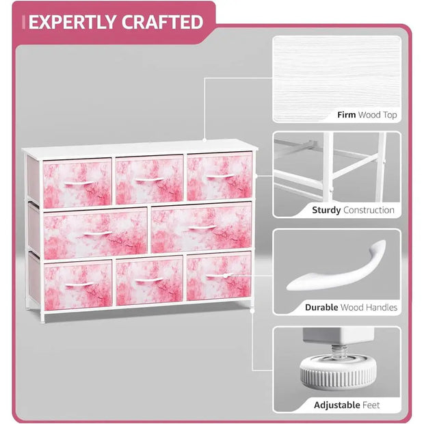 Kids Tie-Dye Fabric Drawer Dresser Storage Chest Bedroom Organizer Toys Closet Bin Box Shelf Children's Furniture Bag Playroom