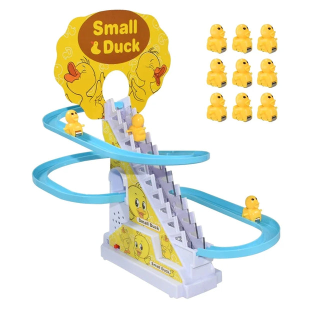 Duckling Electronic Assembly Ladder Track Toy Light Music Slide Track Roller Coaster Toy Children's Education Fun Toy Gift