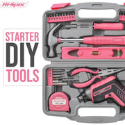 35pc Pink tool kit with 3.6V USB Electric Screwdriver and drill set. Complete women tool set