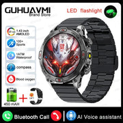 2024 For Xiaomi Outdoor Military Flashlight GPS Smart Watch Man AMOLED HD Screen Heart Rate BT Call 5ATM Waterproof Smartwatches