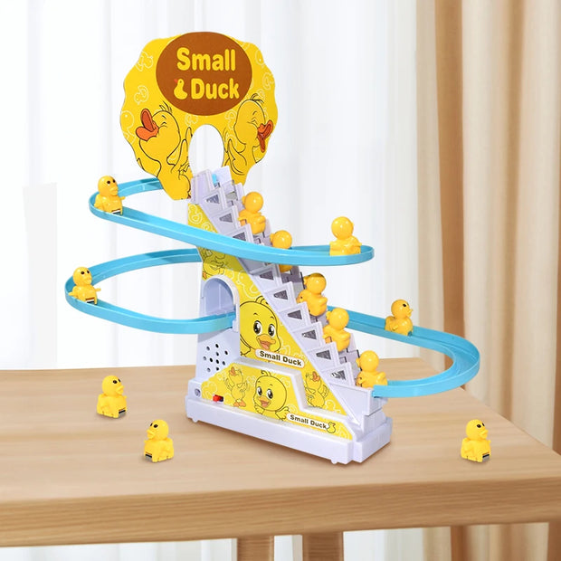 Duckling Electronic Assembly Ladder Track Toy Light Music Slide Track Roller Coaster Toy Children's Education Fun Toy Gift