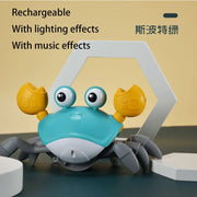 Cute Sensing Crawling Crab Baby Toys Interactive Walking Dancing with Music Automatically Avoid Obstacles Toys for Kids Toddler