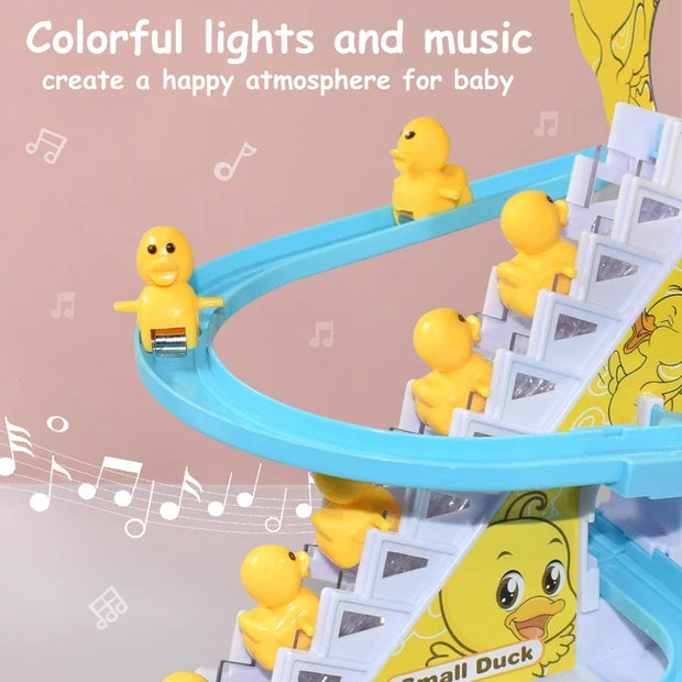 Duckling Electronic Assembly Ladder Track Toy Light Music Slide Track Roller Coaster Toy Children's Education Fun Toy Gift