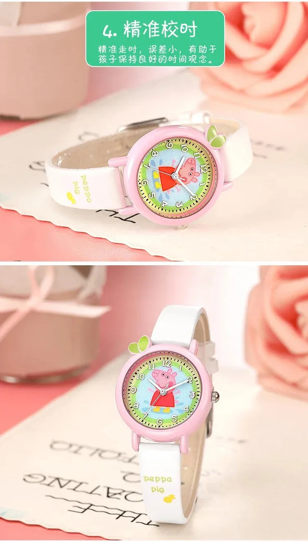 New Peppa Pig Children's Watch Waterproof Quartz Watch Activity Doll Toy Girl and Boy Cute Anime Watch Anime Gift