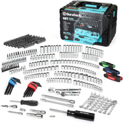 DURATECH 497-Piece Mechanics Tool Set, Include SAE/Metric Sockets, 90-Tooth Ratchet and Wrench Set in 3 Drawer Tool Box