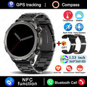 2024 New Bluetooth Call Smart Watch Men For Huawei AMOLED HD Large Screen Heart Rate NFC IP68 Waterproof GPS Sports Smart Watch