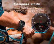 Men's New Military Bluetooth Call Smart Watch Outdoor Large Battery Sports Waterproof Compass Men's Electronic Smart Watch 2024