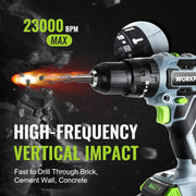 20V Max Cordless Drill Driver Set, Electric Power Impact Drill Tool with 102 Pieces Accessories, 1/2'' Chuck Impact Drill Kit wi