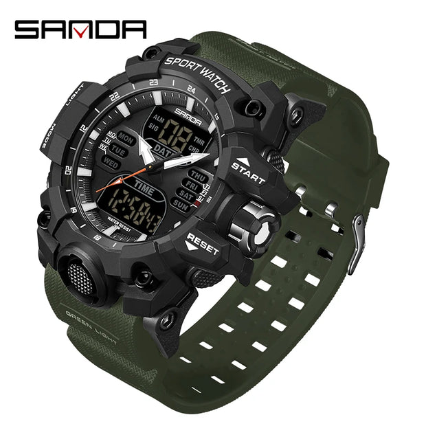 New 2024 Step Calorimeter Single Display Electronic Sanda 6126 Watch Simple Nightlight Waterproof Sports Electronic Watch