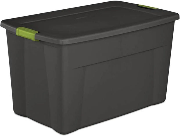 Stackable 35 Gallon Storage Tote Box with Latching Container Lid for Home and Garage Space Saving Organization, Gray (8 Pack)