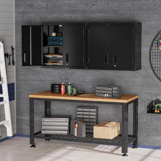 VINGLI Upgraded Wide & Deep Garage Storage Cabinet, Metal Storage Cabinet with Pegboards, Wheels, Locking Doors and Adjustable S