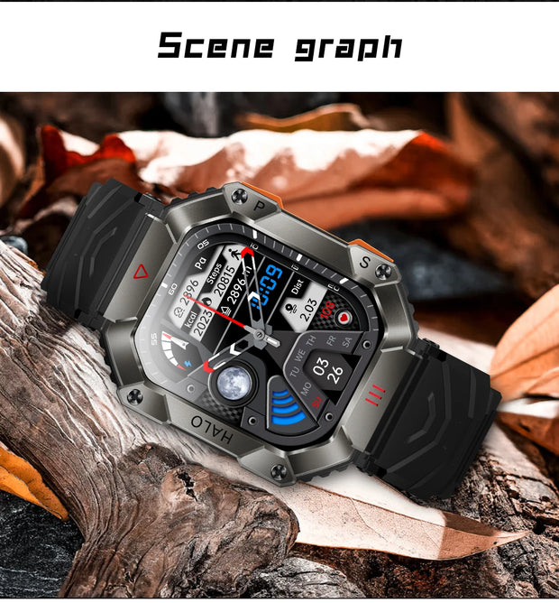 Men's New Military Bluetooth Call Smart Watch Outdoor Large Battery Sports Waterproof Compass Men's Electronic Smart Watch 2024