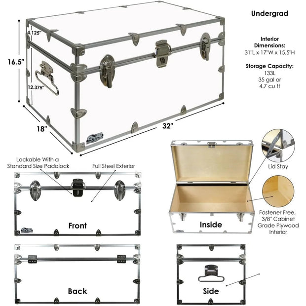 US Large Undergrad Storage Trunk Made in the USA Only STEEL Footlocker on Amazon