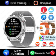 2024 New Bluetooth Call Smart Watch Men For Huawei AMOLED HD Large Screen Heart Rate NFC IP68 Waterproof GPS Sports Smart Watch