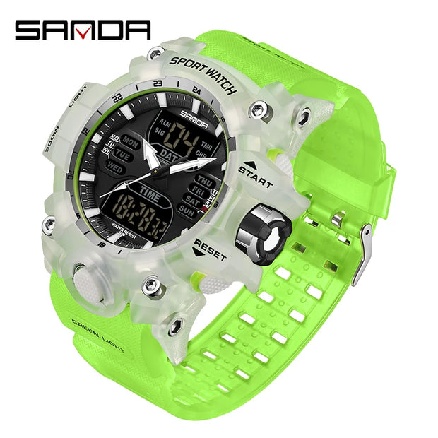 New 2024 Step Calorimeter Single Display Electronic Sanda 6126 Watch Simple Nightlight Waterproof Sports Electronic Watch