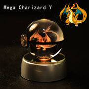 Pokemon 3D Crystal Ball Pikachu Gengar Mew Mewtwo Figurines Lamp Base Pokeball 3D Pokemon Glass Ball Statue Kids Birthday Gift