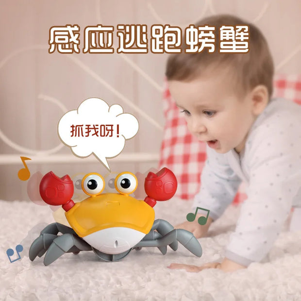 Cute Sensing Crawling Crab Baby Toys Interactive Walking Dancing with Music Automatically Avoid Obstacles Toys for Kids Toddler