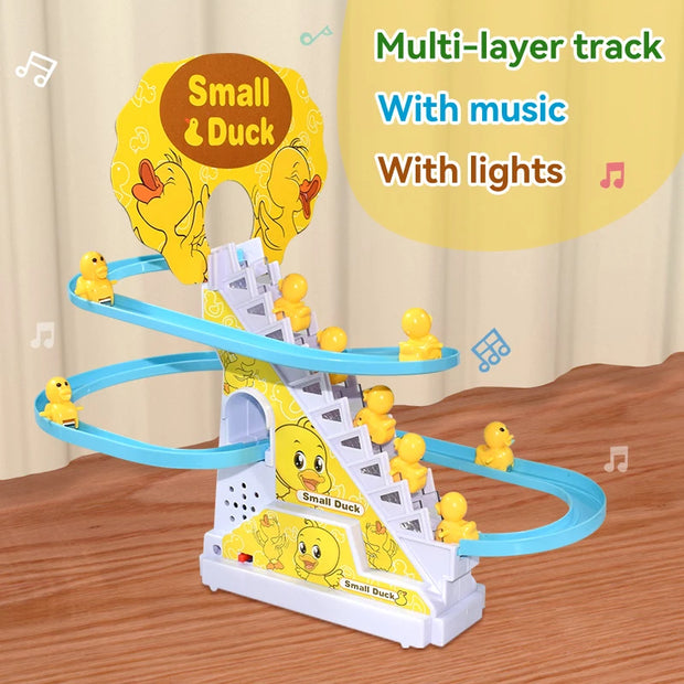 Duckling Electronic Assembly Ladder Track Toy Light Music Slide Track Roller Coaster Toy Children's Education Fun Toy Gift