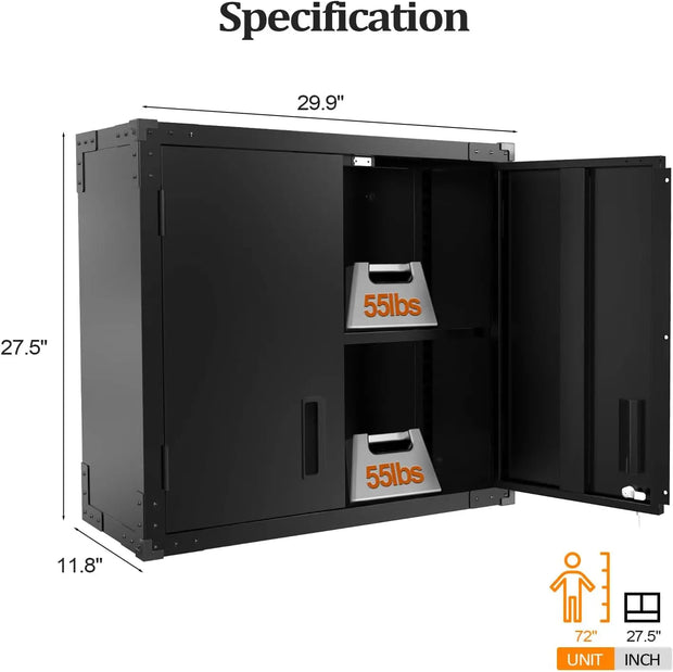 VINGLI Upgraded Wide & Deep Garage Storage Cabinet, Metal Storage Cabinet with Pegboards, Wheels, Locking Doors and Adjustable S