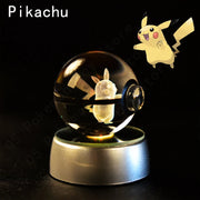 Pokemon 3D Crystal Ball Pikachu Gengar Mew Mewtwo Figurines Lamp Base Pokeball 3D Pokemon Glass Ball Statue Kids Birthday Gift