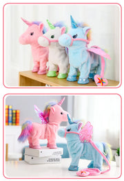 Unicorn Horse Cute Plush Robot Plush Unicorn with Music 35cm Toys for Girls Kids Walk Talking Plush Electric Children's Gifts