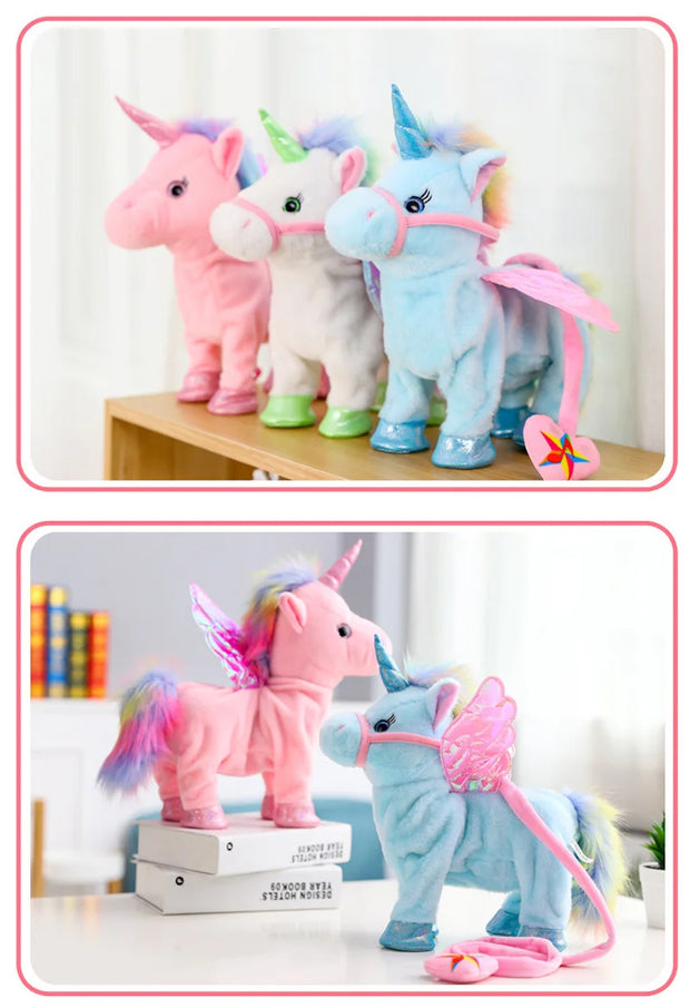 Unicorn Horse Cute Plush Robot Plush Unicorn with Music 35cm Toys for Girls Kids Walk Talking Plush Electric Children's Gifts