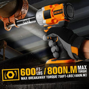 Impact Wrench 1/2 inch, 600FT-LBS(800N.m), Brushless Electric Impact Wrench, 2200RPM High Torque Impact Gun for Car Home, Includ