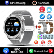 2024 New Bluetooth Call Smart Watch Men For Huawei AMOLED HD Large Screen Heart Rate NFC IP68 Waterproof GPS Sports Smart Watch